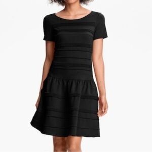 Eliza J Seamed Drop Waist Womens Black Cocktail Dress Size 10 Preppy Classic